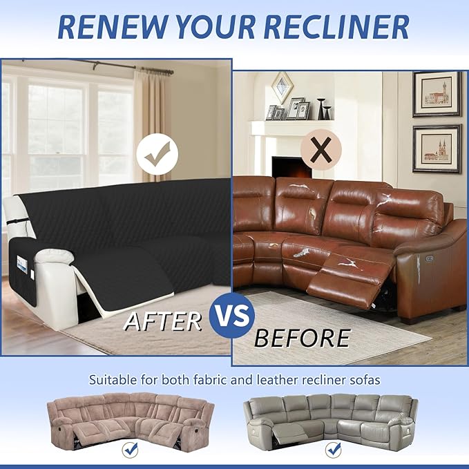 Arfntevss Recliner Sectional Couch Covers 1OO% Waterproof L Shape Sofa Cover