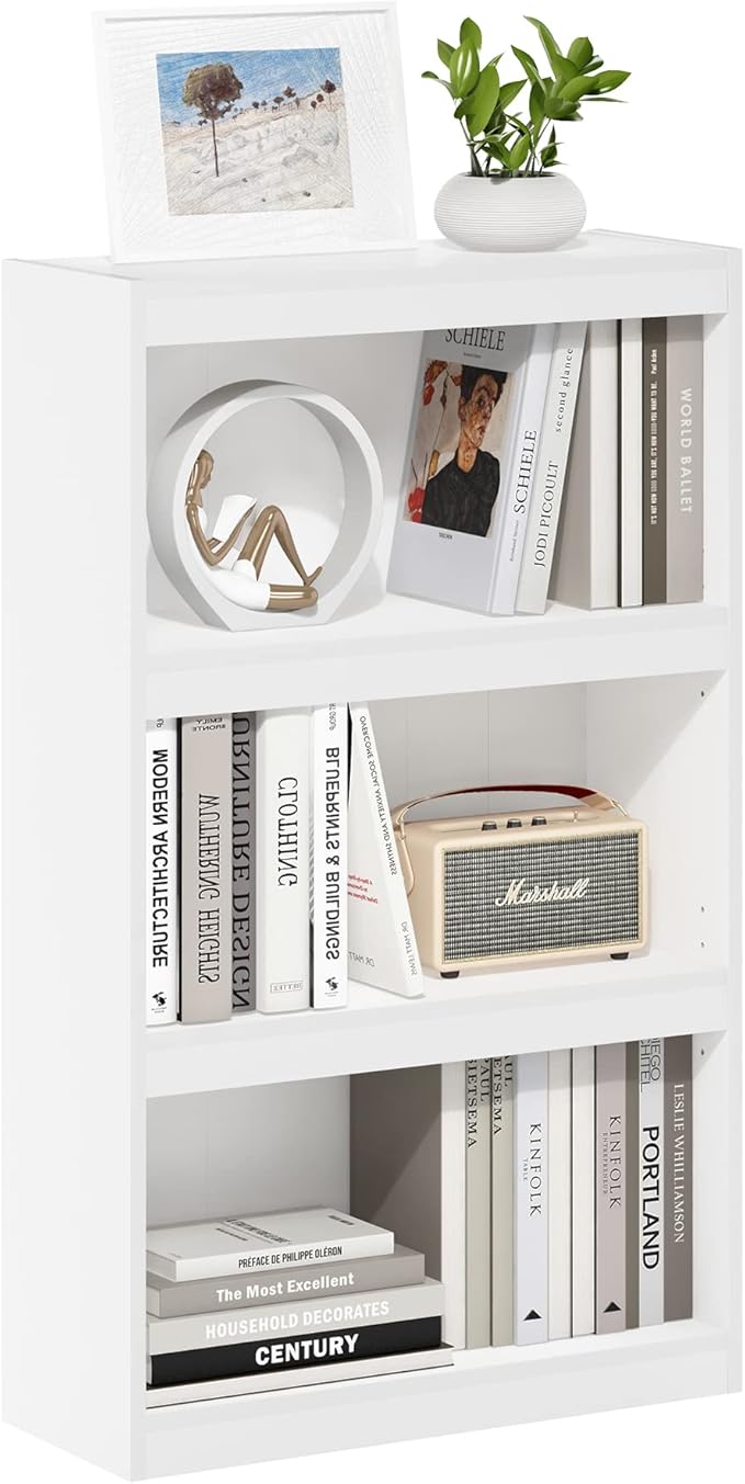 Furinno Jaya Enhanced Home Bookcase 3-Tier Adjustable Bookshelf