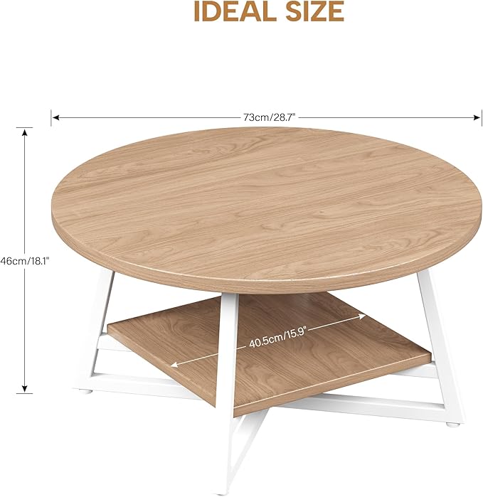 Coffee Table for Living Room, Round Coffee Table, Small Circle Coffee Table