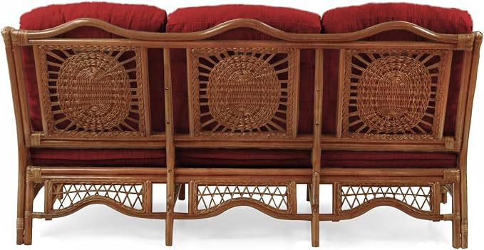 Malibu Lounge Set of 4: 2 Natural Rattan Wicker Chairs, Three-Seater Sofa
