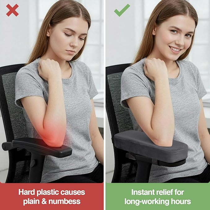 Smiry Ergonomic Office Chair Armrest Pads, Memory Foam Arm Rest Covers