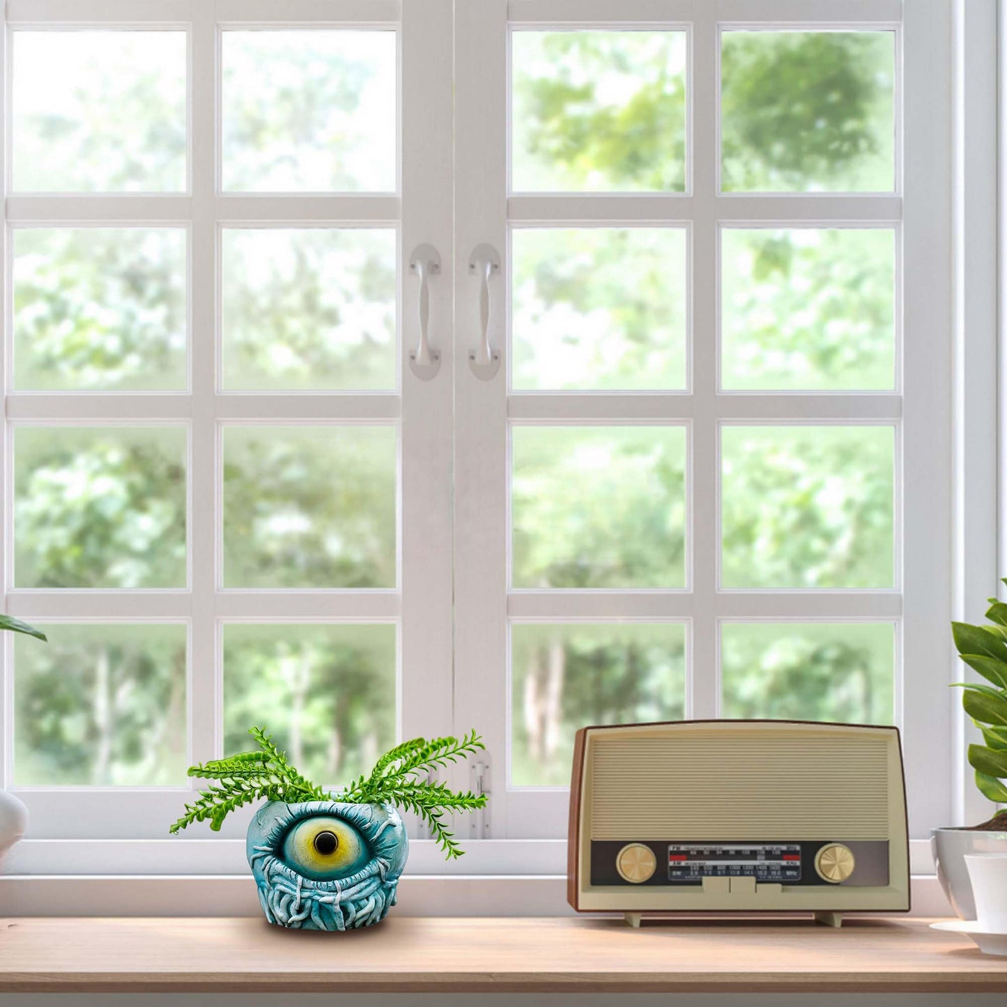 Sraseenomy Blue Monster Eye Planter Creative Unique Eye Plant Pot,Resin Succulent Plants Pot with Drainage, for Outdoor Garden Deco and Home Art Decoration