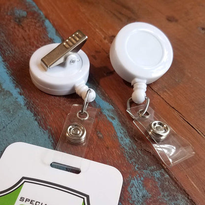 Bulk 25 Pack - Premium Retractable Badge Reels with Alligator Swivel Clip on Back by Specialist ID (White)