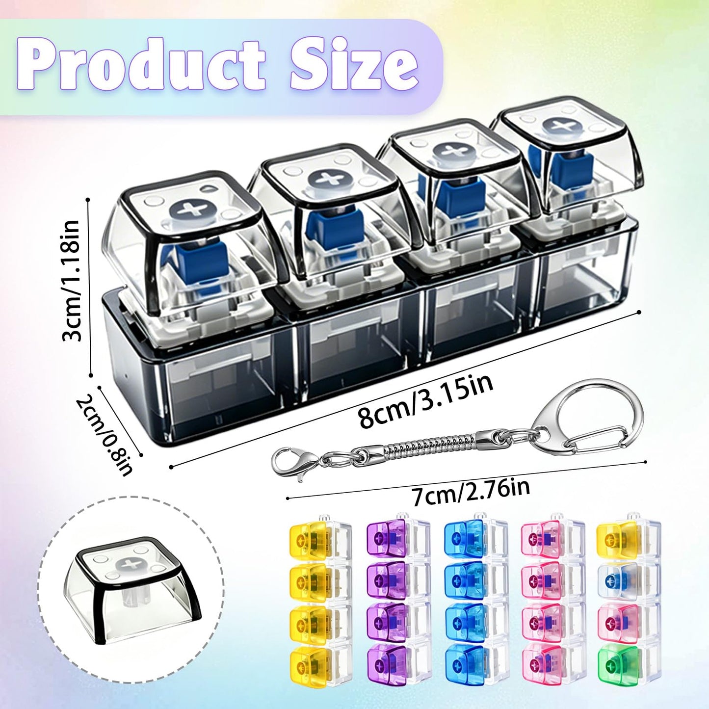 12PCS Keyboard Fidget Toy, Keyboard Clicker Fidget Toy, Clicky Keychain Stress Relief Sensory Toys Goodies Bag Stuffers for Kids & Adults, Party Favors Birthday Gifts Classroom Prizes.