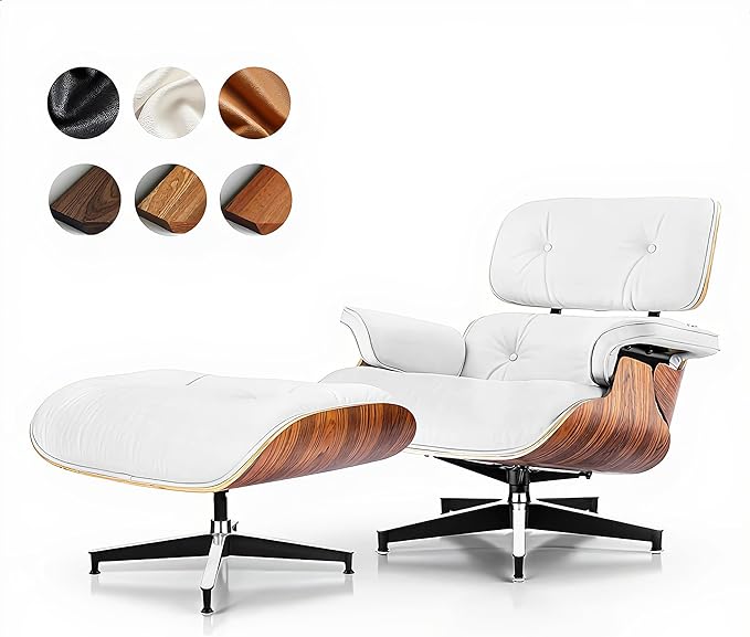 Top Grain Leather, Mid Century Chaise Lounge Chair and Ottoman, Modern Chair