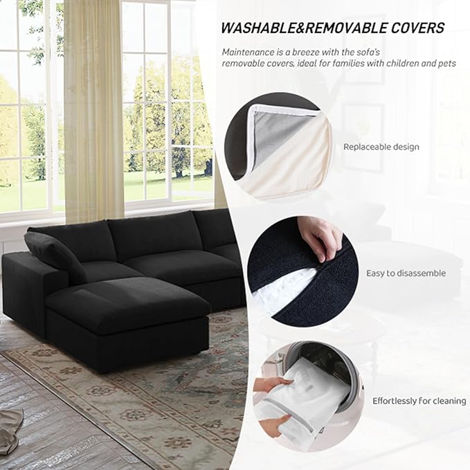 Cloud Modular Sectional Sofa Couch, 80.3" L Shaped Convertible Couches