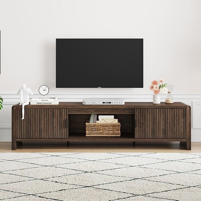 FATORRI TV Stand for 75/65/55 Inch TVs, Mid Century Modern Entertainment Center