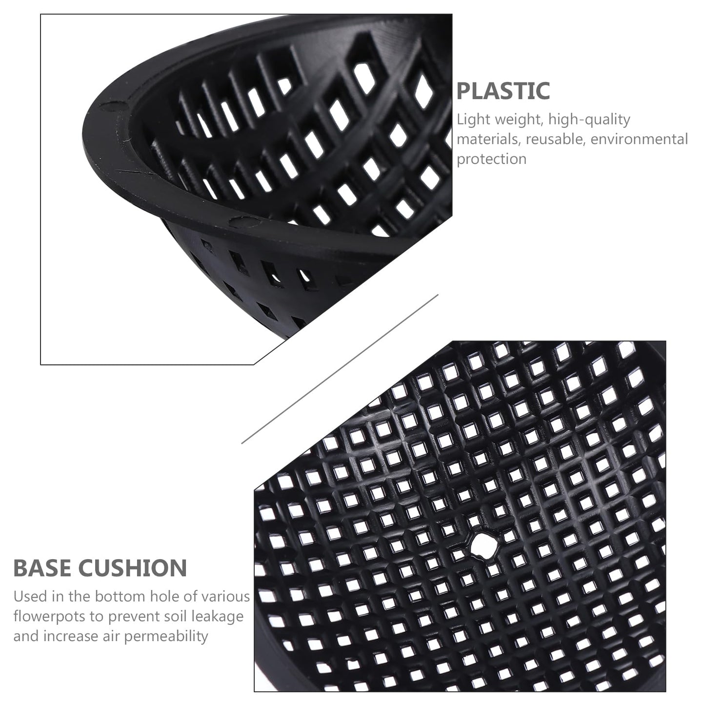Yardwe 20 Pcs Bonsai Pot Bottom Mesh Pads, Black Plastic Drainage Screens, 2.95 Inch Round Grid Mats for Indoor and Outdoor Plant Pots, Prevent Soil Loss and Improve Air Circulation
