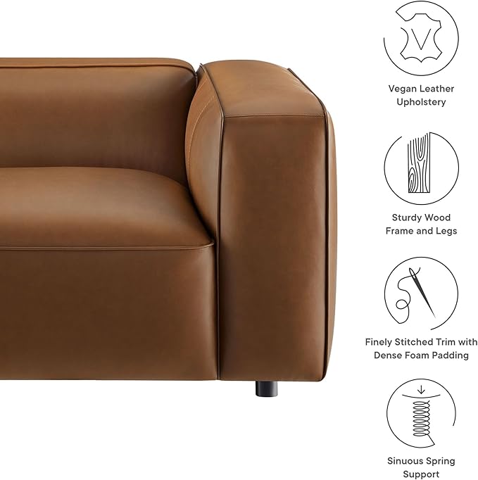 Modway Auren Vegan Leather Right Modular Armchair in Coffee