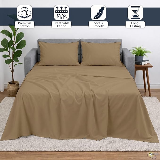 Cottington Lane Sleeper Sofa Sheets Queen Size, 4 Piece Premium Quality 100%