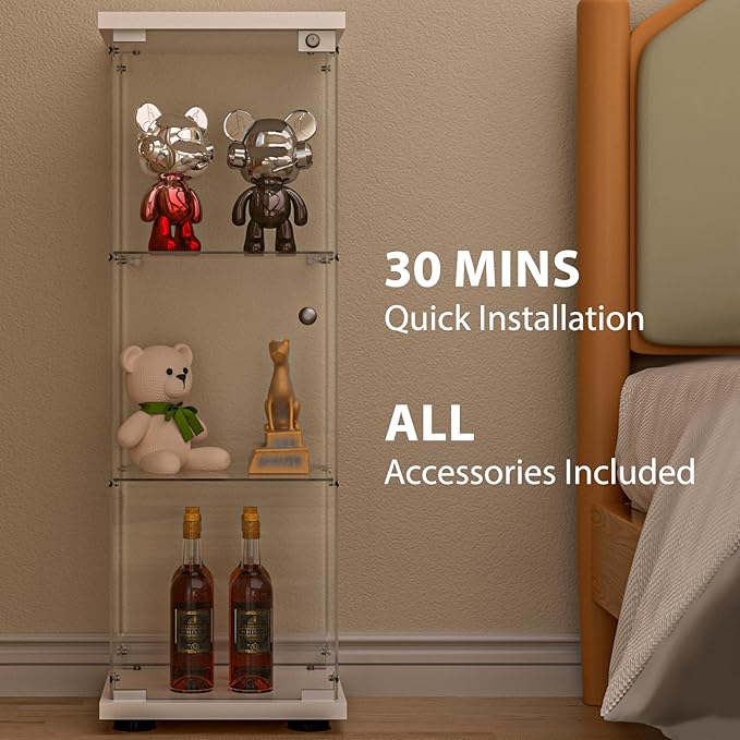 FANYUSHOW 3-Shelf Glass Display Cabinet