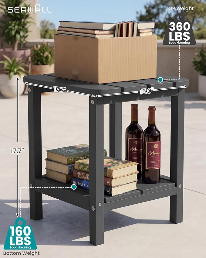 SERWALL Adirondack Table Outdoor Side Table- Gray