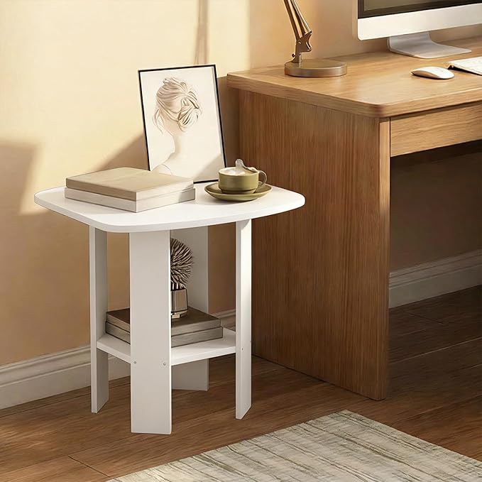 Furinno Simple Design Side Table, 2-Tier Square Modern End Table, Open Shelves