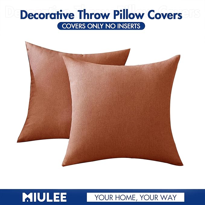 MIULEE Pack of 2 Decorative Outdoor Solid Waterproof Throw Pillow Covers Faux