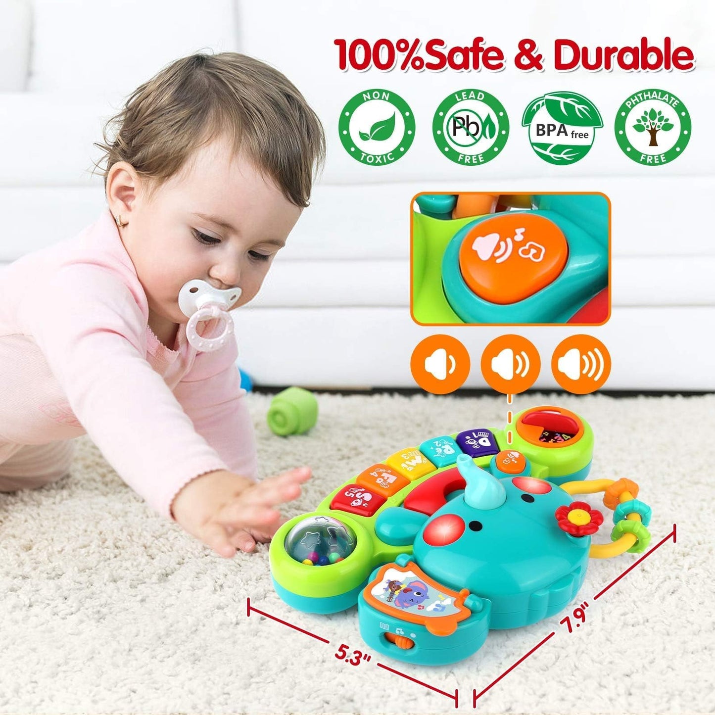 Baby Piano Toy 6 to 12 Months Light Up Music Baby Toys for 0 6 9 12 18 Months Early Learning Educational Piano Keyboard Infant Babies Girl Toy 1 Year Old Boy Girls Gift