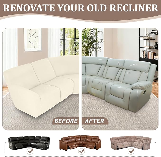 ALIECOM 100% Waterproof Recliner Sectional Couch Covers L Shape Stretch Corner