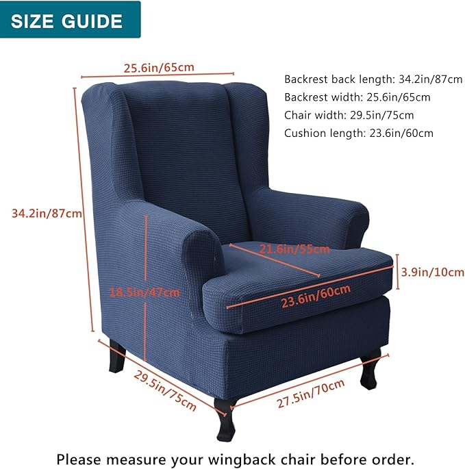 KRFOONN Wingback Chair Covers Slipcovers 2 Piece Stretch Wing Chair Covers