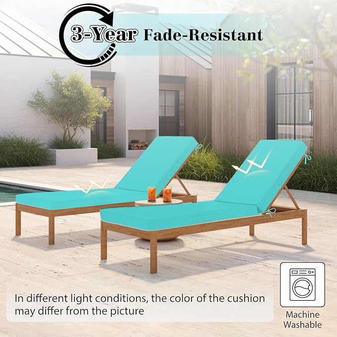 Chaise Lounge Cushions Outdoor, 4 Adjustable Ties Lounge Chair Cushions