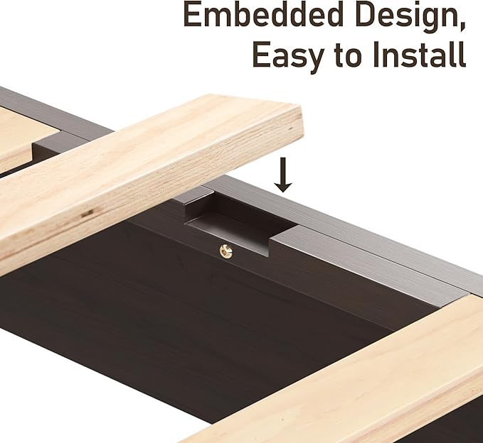 Lifezone King Bed Frame with Headboard, Solid Wood Bed Frame King Size with