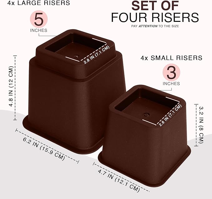 Utopia Bedding Bed Riser, 3 & 5 Inches Adjustable Furniture Risers