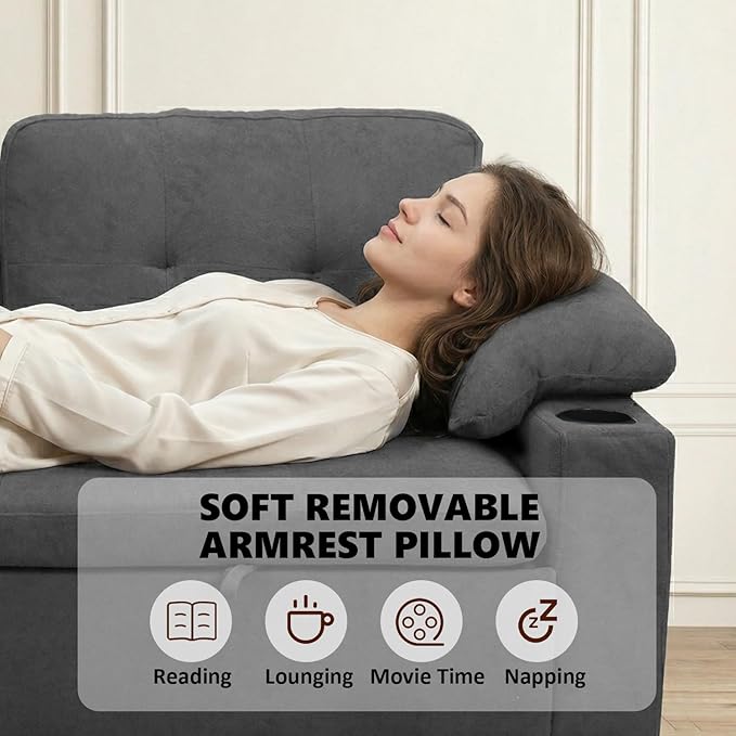 93" L Shaped Sleeper Sofa Bed, Pull Out Sectional Couch