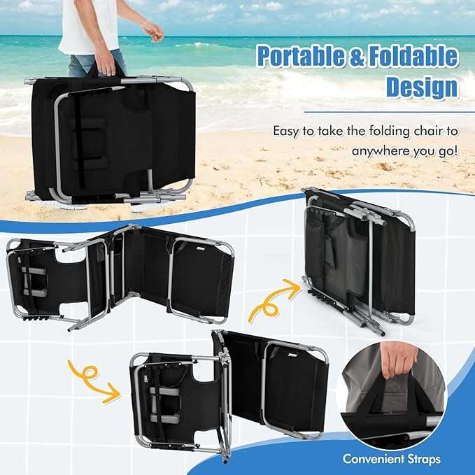 Goplus Tanning Chair, Folding Adjustable Patio Lounge Chair