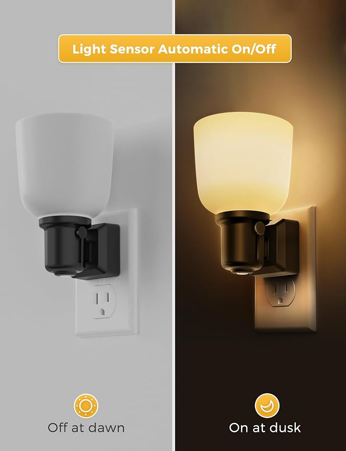 L LOHAS LED Night Lights Plug into Wall,[2 Pack] Dimmable Plug in Night Light,0-100LM Adjustable Brightness,Dusk to Dawn Sensor, 3000K Soft White, Boho Farmhouse Night Lights for Bedroom Bathroom