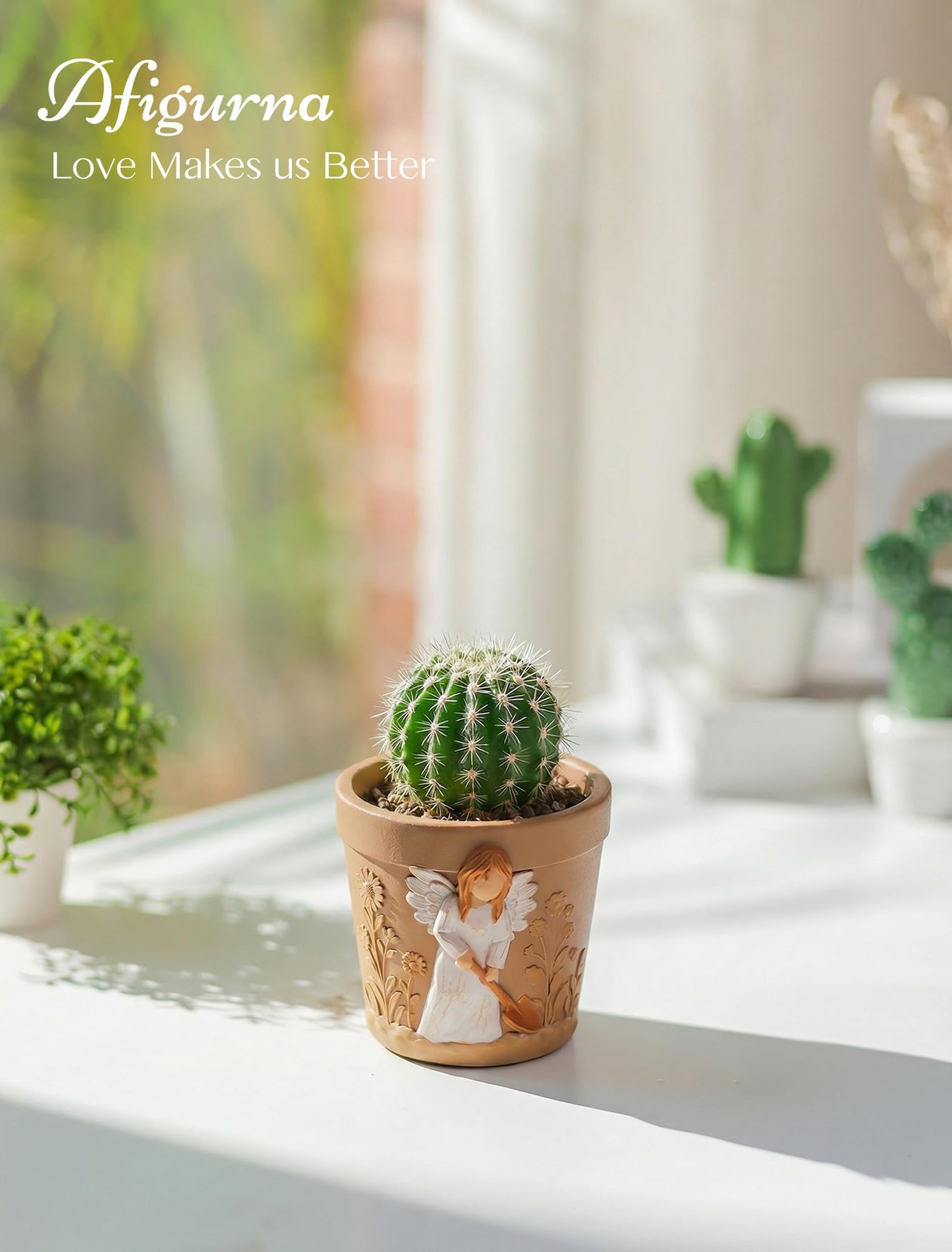 Afigurna Gardening Gifts for Women: Hand-Painted 3D Art Planter for Plant Lover - Angel Planter Gift for Gardener - Cute Succulents Plant Pot Garden Gift for Master Avid Gardener Grandma Mom Christmas