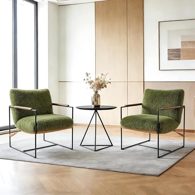 VINGLI 28" Wide Plush Upholstery Sling Modern Accent Chairs Set of 2, Cute