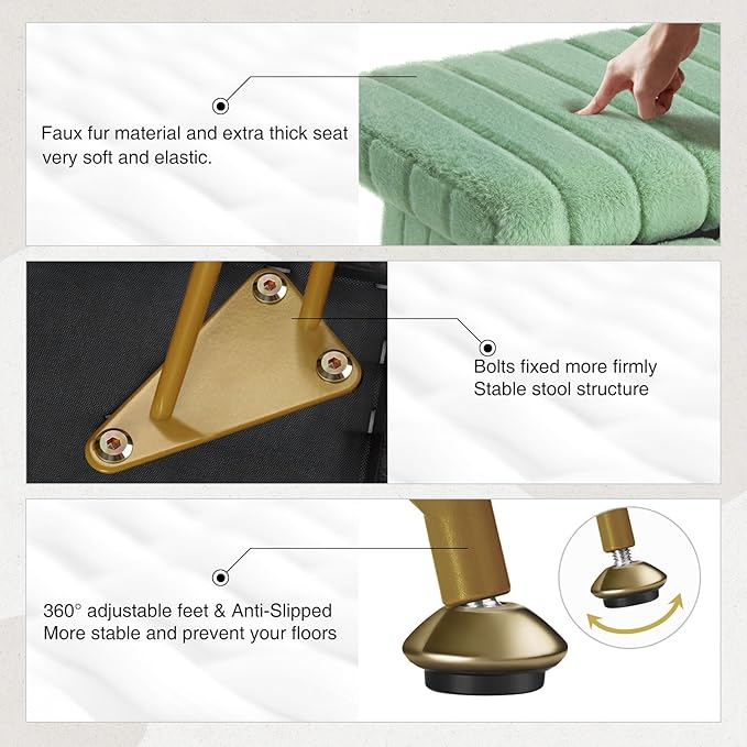 Greenstell Vanity Stool Chair Faux Fur