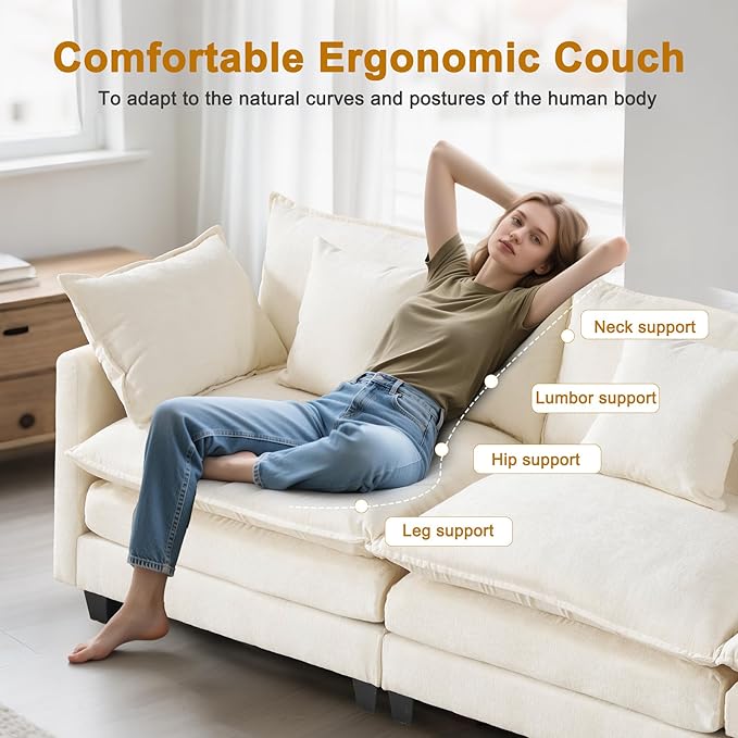77" Cloud Chenille Sofa Set