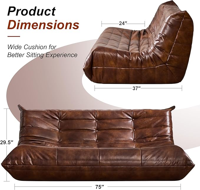 Hobestluk Bean Bag Chair Giant Bean Bag Sofa 3 Seater Bean Bag Chairs