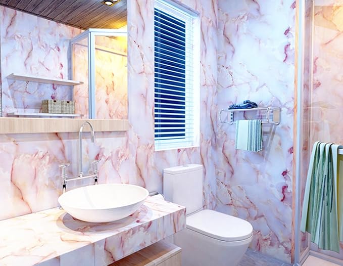 Amhao Amber Pink Granite Look Marble Effect Counter Top Film Vinyl Self
