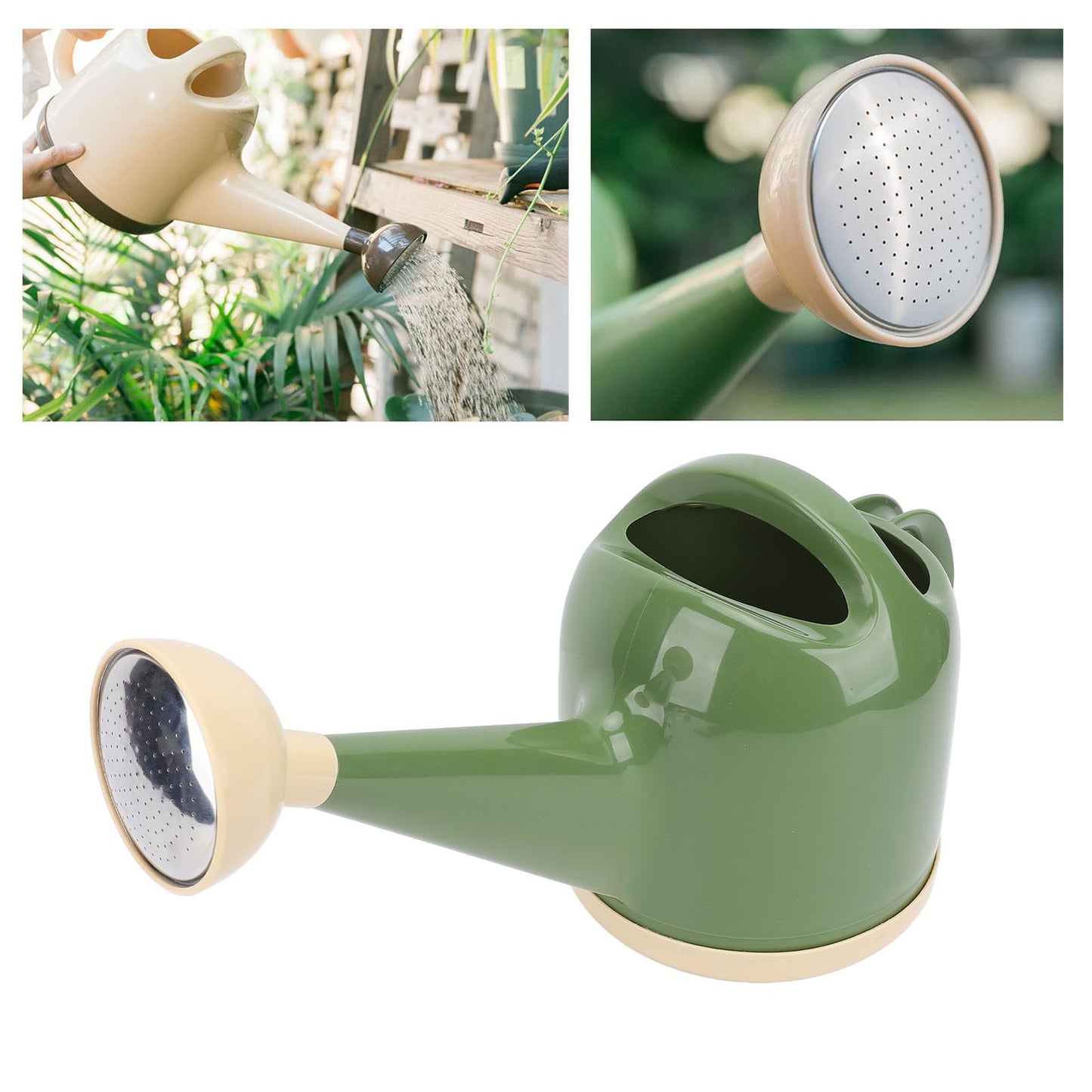 4L Indoor Watering Can with Sprinkler Head, Detachable Long Spout Watering Can, Ideal for House Plant Garden Flower Outdoor, Wide Opening for Fertilizer Mixing (Dark Green)