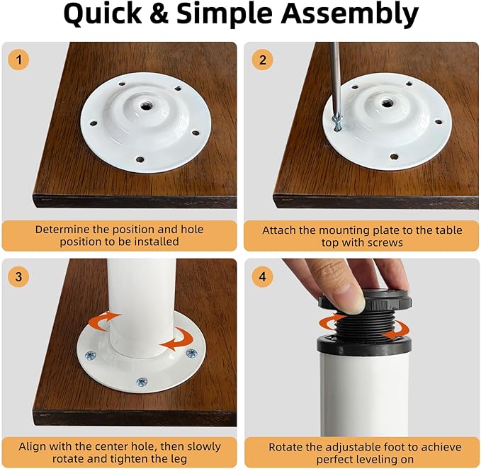 QLLY 29.5 inch / 75cm Adjustable Metal Desk Legs, Heavy Duty Furniture Table