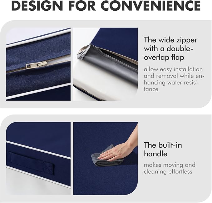 MIULEE Navy Outdoor Seat Cushion 22x24 Inch Waterproof & 3 Year Fade Resistant