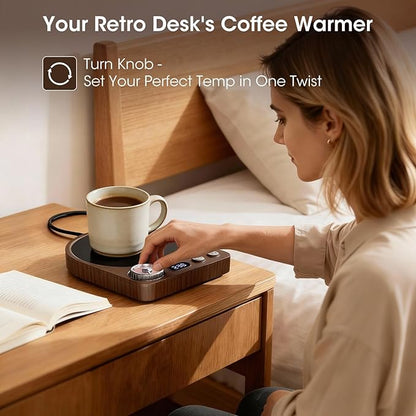 MQFORU Retro Coffee Mug Warmer, 36W Fast Heating with 9 Temp Settings & 0.5-9H Timer, Auto Shut-Off & Memory Function, Smart Desk Warmer for Coffee, Tea, Milk, Candle - Ideal Gift Accessories