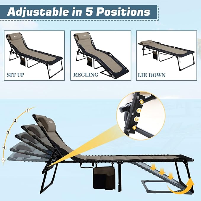 Oversized Padded Outdoor Folding Lounge Chair