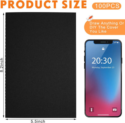 100 Pcs Kraft Notebook Journals 5.5 Inch x 8.3 Inch A5 Softcover Notebooks Bulk for Writing Sketch Office Notepad with 60 Pages 30 Sheets (Multicolor,Lined)(Black,Lined)
