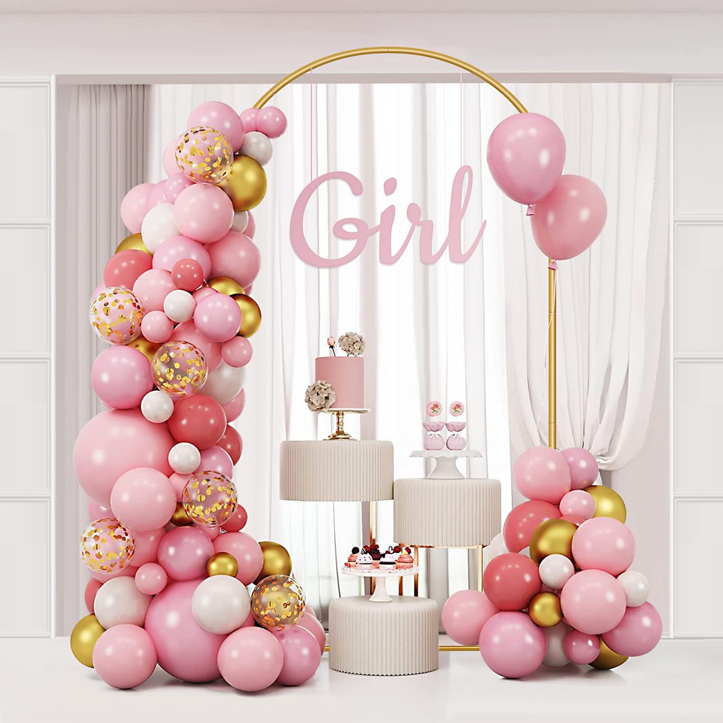 Metal Arch Backdrop Stand 7.2FT Gold Wedding Balloon Arched Backdrop Stand Square Arch Frame for Birthday Valentines Day Party Bridal Baby Shower Ceremony Decoration