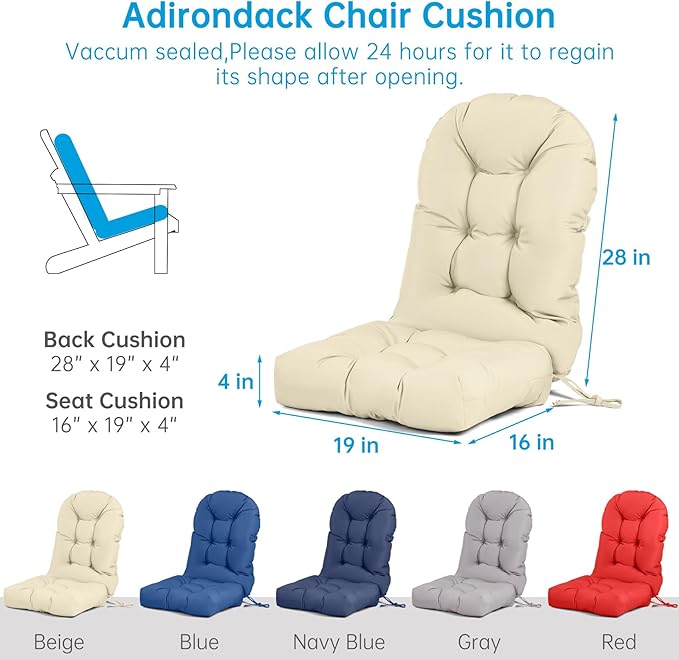 Adirondack Chair Cushion Tufted Waterproof Outdoor Rocking Chair Cushions