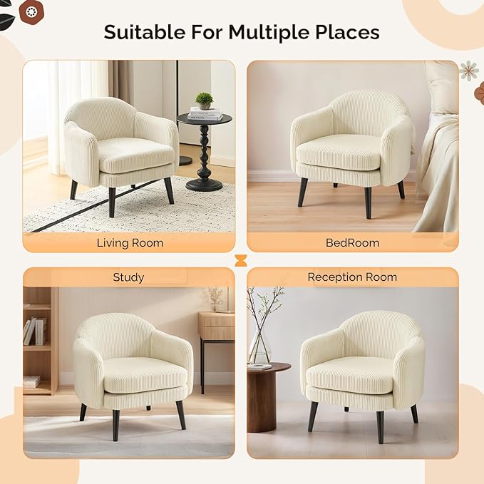 VINGLI 30.3" Wide Modern Barrel Accent Armchair