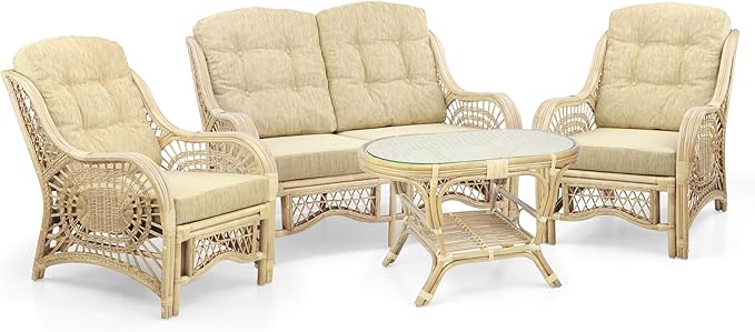 Malibu Lounge Loveseat Natural Color, Sofa Natural Rattan Wicker Handmade Design