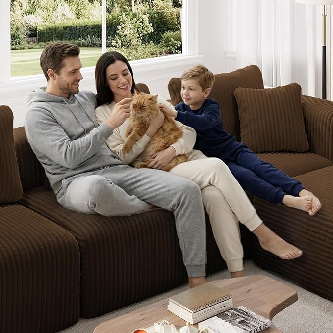 Novilla 141" Modular Sectional Sofa, Modern Cloud Sectional Couch