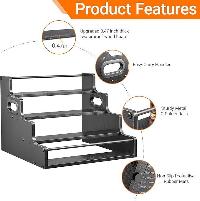 YQBRAO 4-Tier Liquor Bottle Display Shelf, Coffee Syrup Rack Organizer