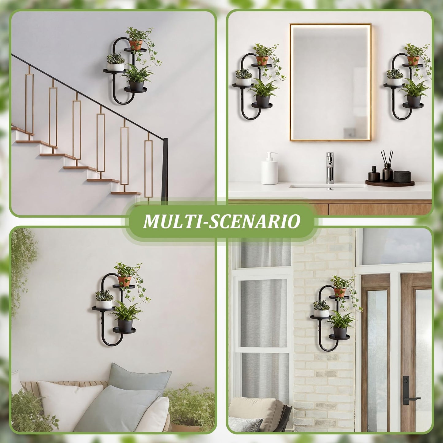Sliner Wall Mounted Plant Stands 16 Inch Rotating Window Plant Shelves 3 Tier Hanging Wall Planters with Hooks for Indoor Window Living Room Home Decor