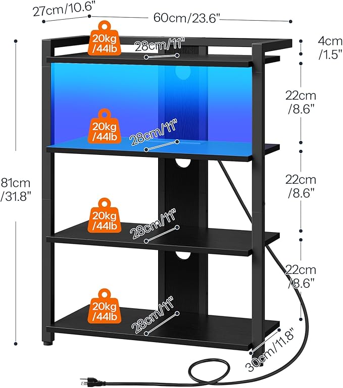 HOOBRO 4-Tier AV Media Stand, Media Console