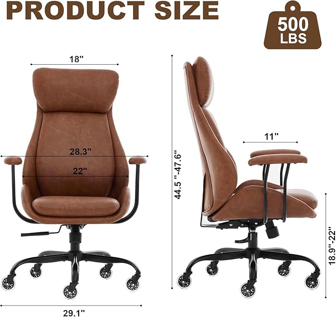 E-Motie Office Chair, Leather Desk Chair
