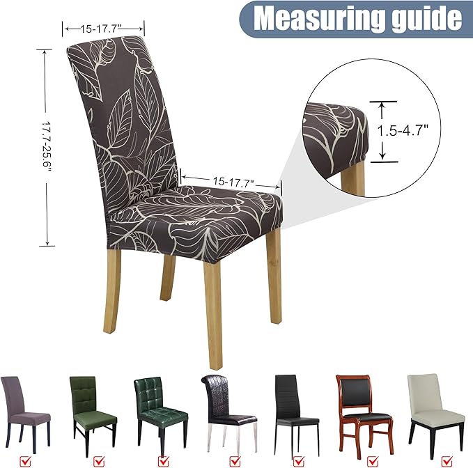 BIETYONE Stretch Dining Chair Covers Set of 8, Soft Removable Washable Kitchen