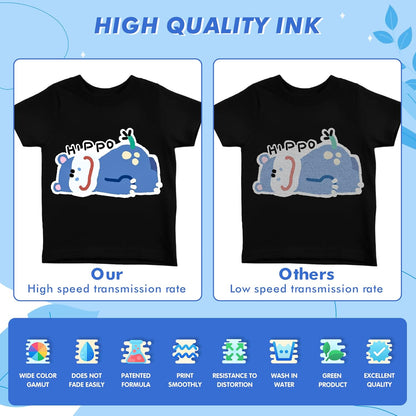 Premium DTF Ink 3000 ml, DTF Transfer Ink for PET Film, Refill Ink for printheads ET-8550, XP-15000, XP600, I3200, L1800, Direct to Film Heat Transfer Printing, 500ml x 6 (2W+BKCMY)